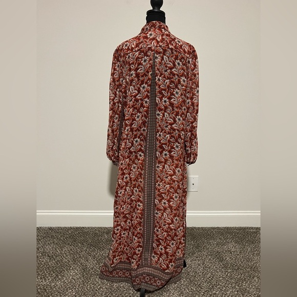 Donna Ricco Women's Printed Maxi Shirtdress DR52378 Rust Multi Orange size 12 - Picture 4 of 9